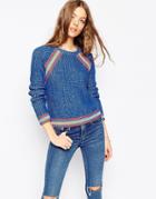 Asos Sweater With Peruvian Inspired Trim - Denim Blue