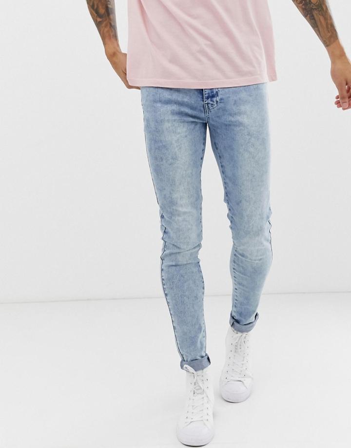 Apt Super Skinny Jeans In Blue Acid Wash - Blue