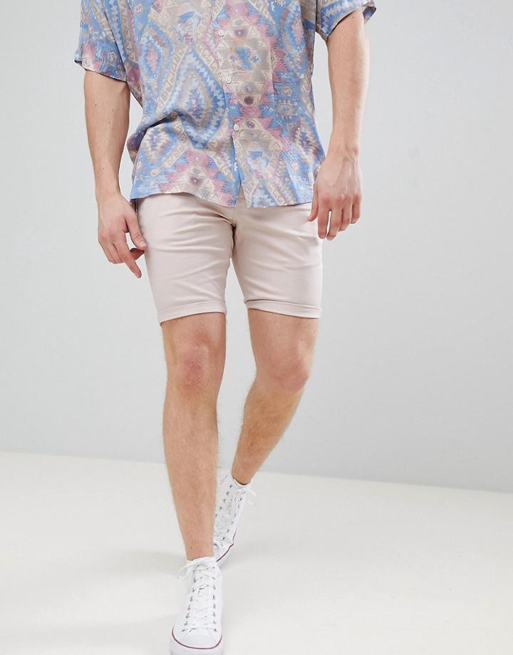 Asos Design Super Skinny Chino Shorts In Ice Pink - Pink