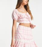 Collective The Label Mini Skirt In Pink Check - Part Of A Set-purple