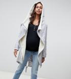 Asos Design Maternity Waterfall Parka With Borg Liner-gray