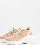 Raid Ibiza Wide Fit Chunky Sneakers In Beige Snake-neutral