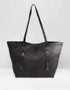 Asos Leather Tab Shopper Bag - Black