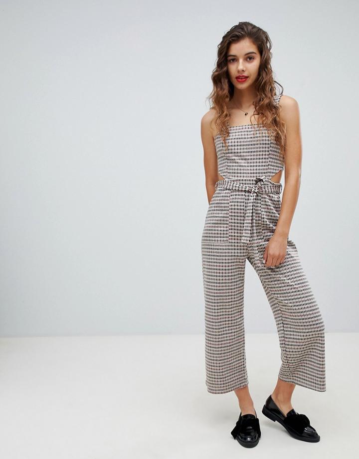 Bershka Check Jumpsuit With Cutout - Multi