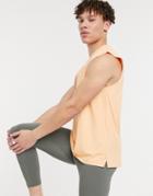 Asos 4505 Relaxed Fit Yoga Sleeveless T-shirt In Soft Touch Jersey-orange