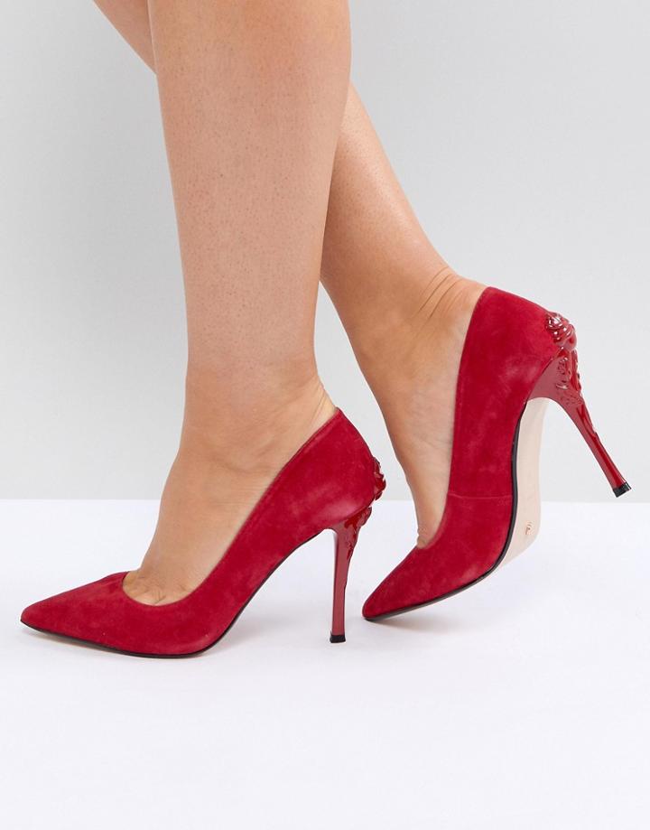 Dune London Buds Pointed Court Shoe With Rose Heel - Red