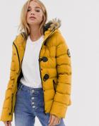 Brave Soul Wizard Padded Coat With Faux Fur Hood-yellow