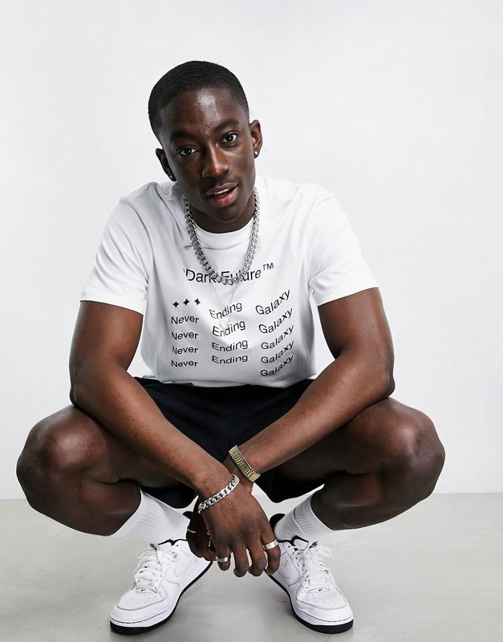 Asos Dark Future T-shirt With Logo Chest Print In White