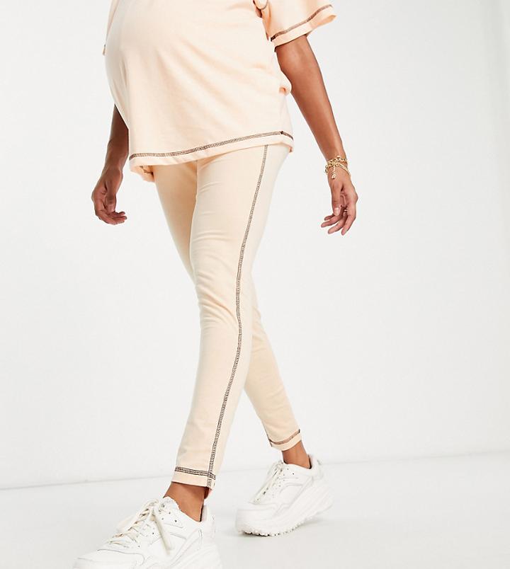 Missguided Maternity Contrast Stitch Legging In Rose - Part Of A Set-neutral