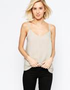 Asos Woven Cami Top With Double Straps - Mink