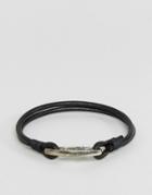 Jack & Jones Leather Hook Bracelet In Black - Black