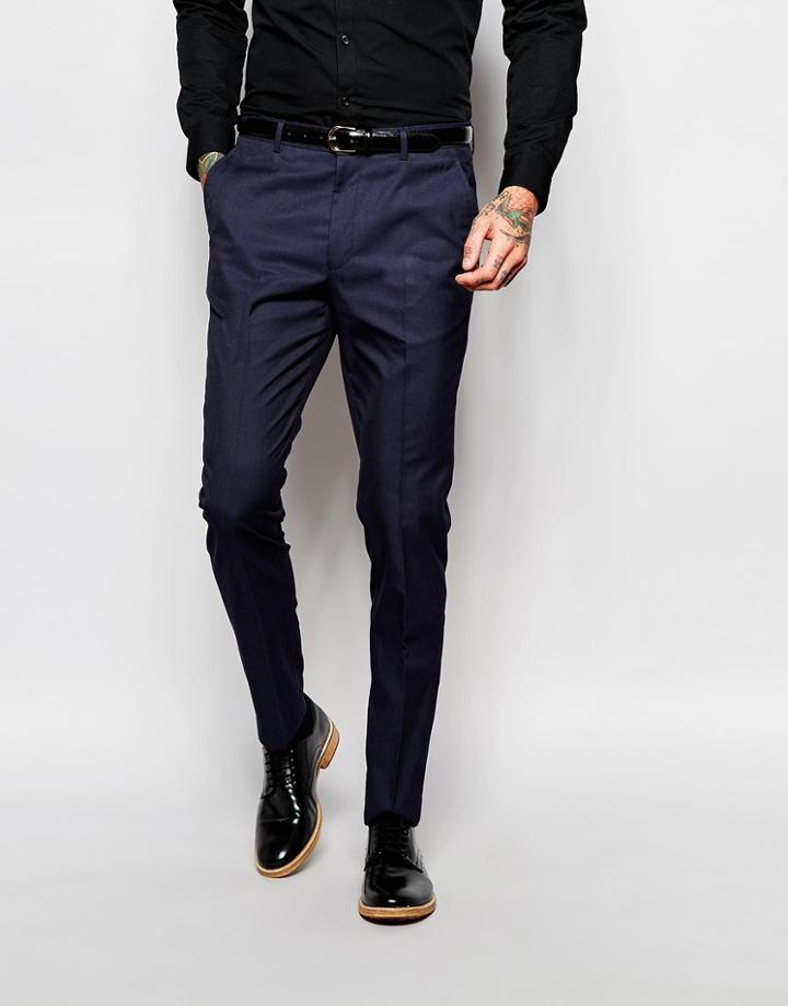 Asos Slim Suit Pants In Tonic - Navy