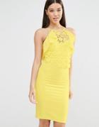 Lipsy Ruffle Lace Bodycon Dress - Yellow