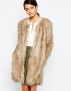 Traffic People Embrace Jacket In Faux Fur - Feather Gray