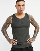 Asos 4505 Ribbed Training Tank In Muscle Fit-grey