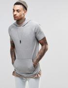 Asos Oversized Short Sleeve Hoodie In Gray - Gray