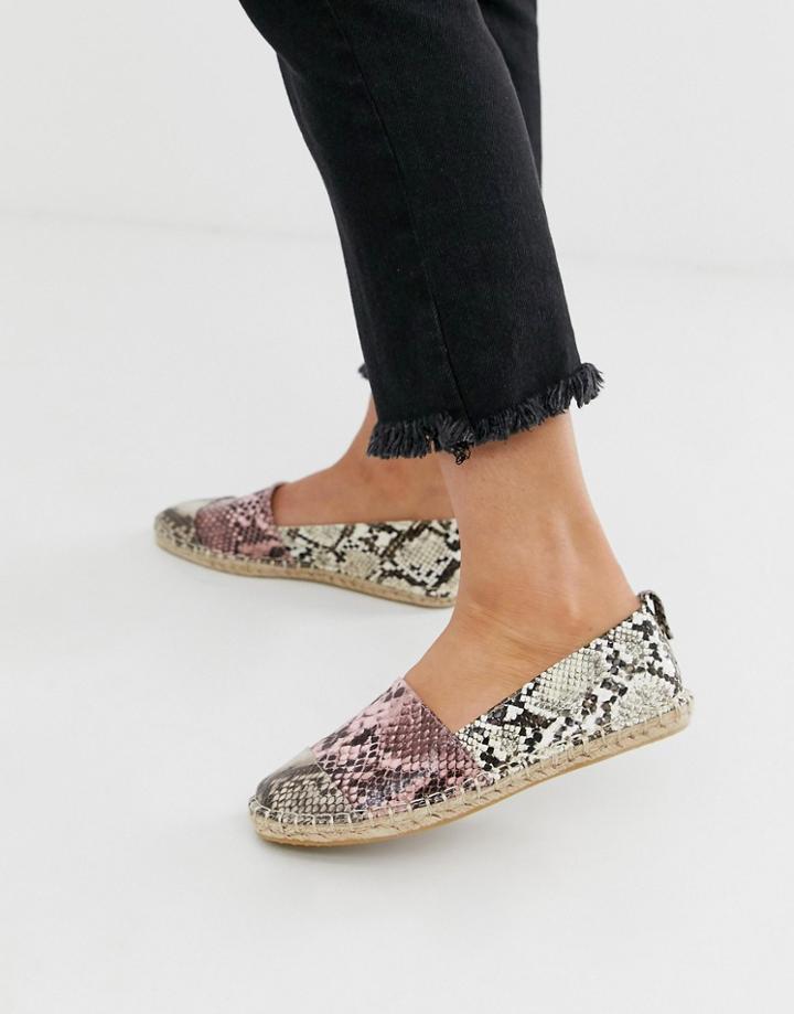 Asos Design Jacey Espadrilles In Snake - Multi