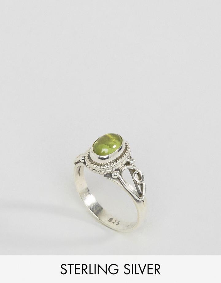 Rock N Rose August Peridot Birthstone Ring - Silver