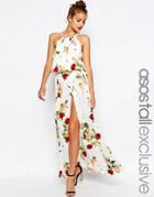 Asos Tall Wrap Maxi Skirt In Floral Print - Multi