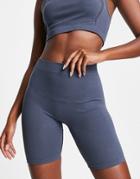 Weekday Recycled Polyamide Seamless Yoga Legging Shorts In Steel Blue - Part Of A Set-navy