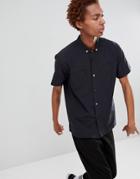 Fairplay Short Sleeve Button-up Shirt In Black - Black