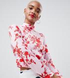 River Island Floral Blouse With Open Back In Light Pink - Pink