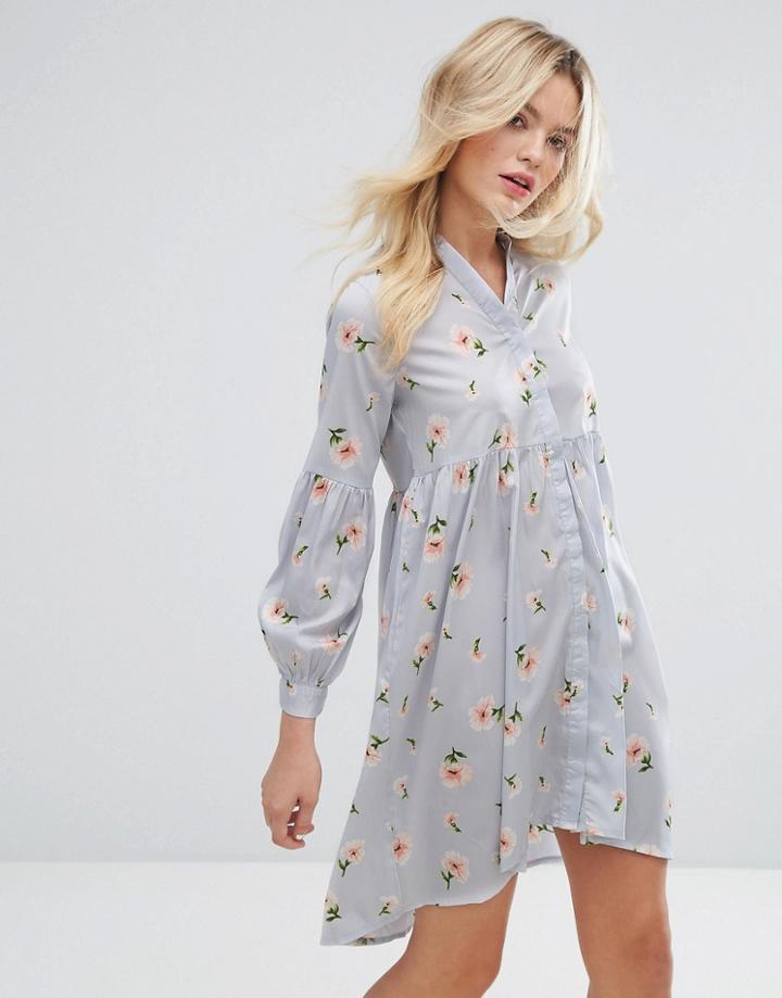 Influence Loose Peplum Blouson Sleeve Dress - Blue