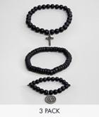 Aldo Black Bracelets With Charms In 3 Pack - Black