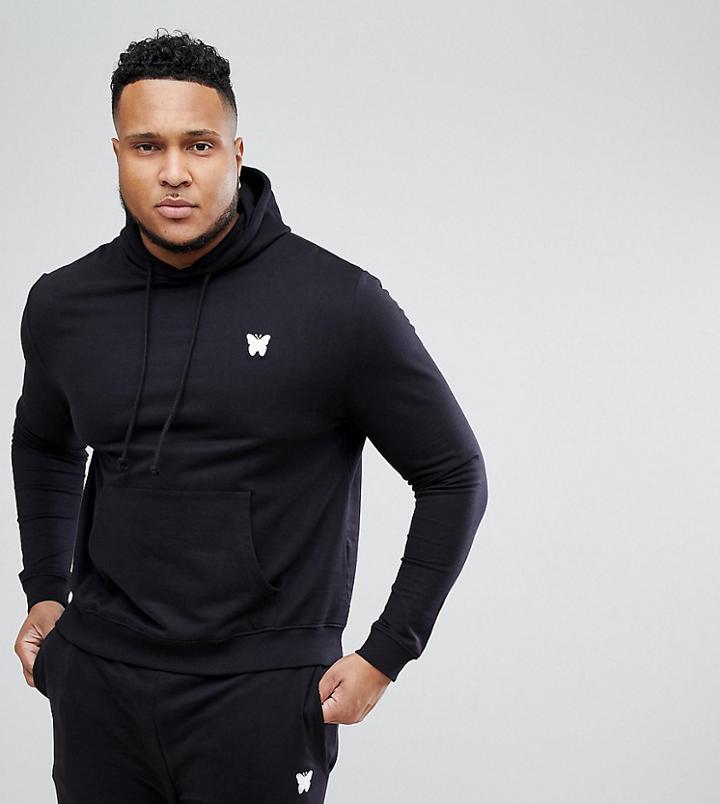 Good For Nothing Plus Hoodie In Black With Chest Logo - Black