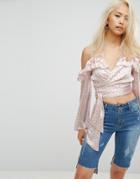 Arrive Cold Shoulder Top With Star Print - Pink