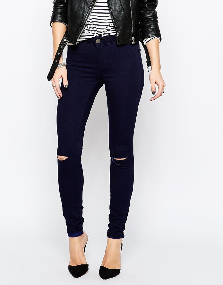 Vila Commit Skinny Jeans In Dark Blue - Dark Blue