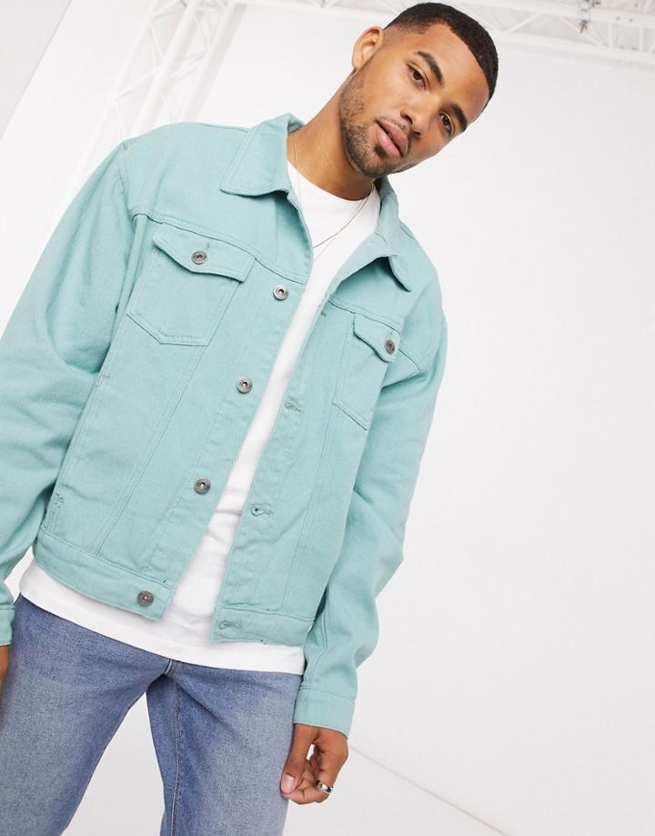 Liquor N Poker Denim Jacket In Sage Green