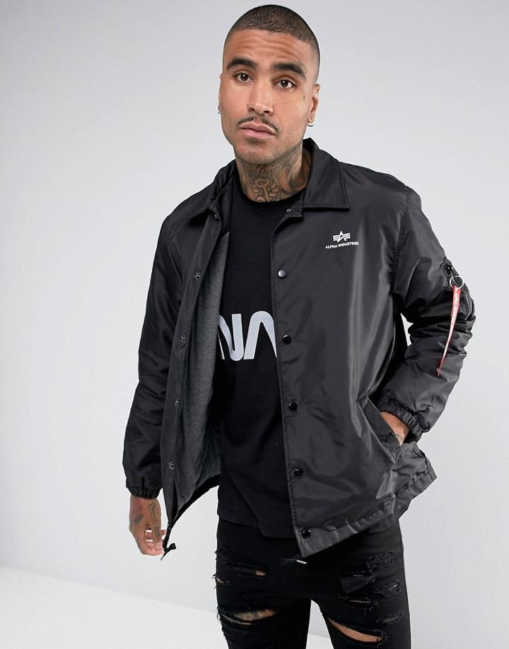 Alpha Industries Insulated Coach Jacket In Black - Black