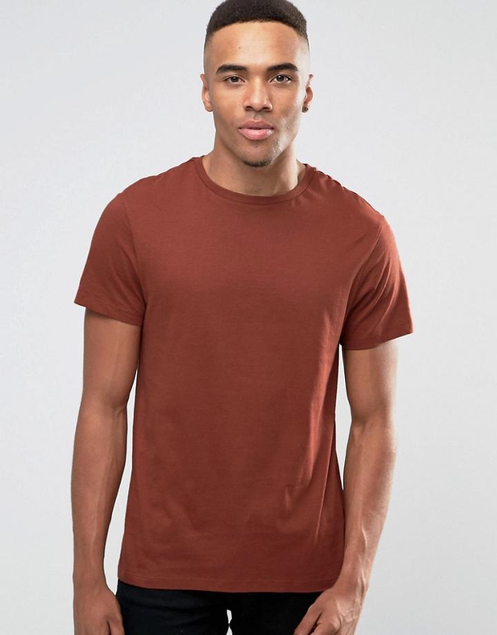 New Look Crew Neck T-shirt In Rust - Brown