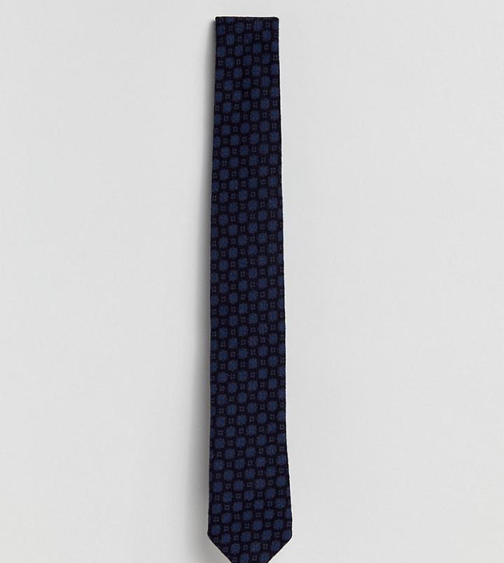 Heart & Dagger Printed Tie In Wool Mix - Navy