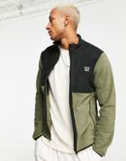 Jack & Jones Originals Fleece Jacket With Contrast Blocking In Khaki-green