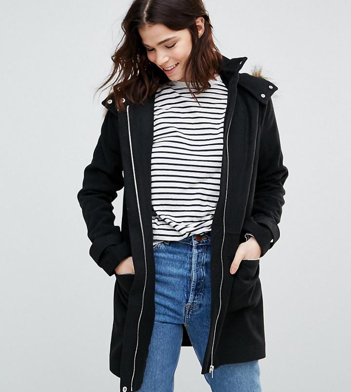 New Look Tall Duffle Coat - Black