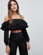 Fashion Union Off The Shoulder Top Co-ord In Polka Dot - Multi
