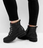 Asos Absinthe Wide Fit Lace Up Ankle Boots - Black