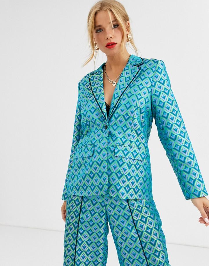 Dusty Daze Tailored Jacket In Metallic Jacquard Two-piece-green