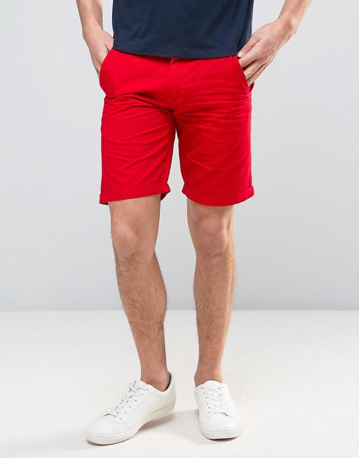Solid Chino Shorts - Red