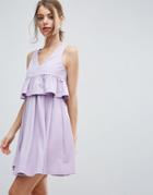 Asos Crop Frill Layer Mini Prom Dress - Purple