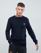 Le Breve Mix Rib Knitted Sweater - Navy