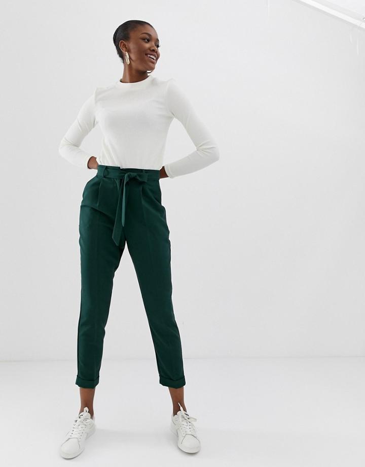 Asos Design Woven Peg Pants With Obi Tie
