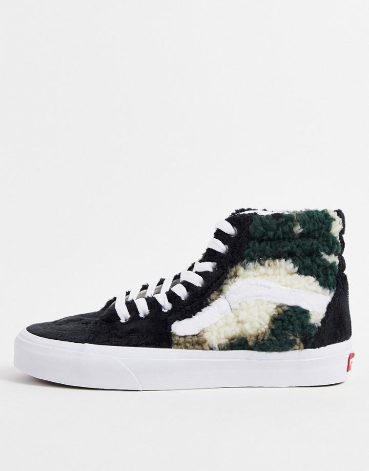 Vans Sk8-hi Sherpa Sneakers In Black Camo