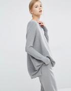Paisie Ribbed Jumper With Side Splits - Light Gray