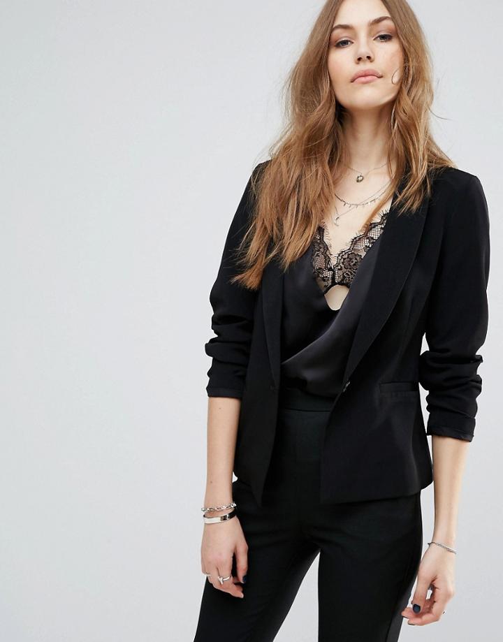 Vero Moda Ruched Blazer - Black