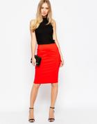 Asos High Waisted Pencil Skirt - Red