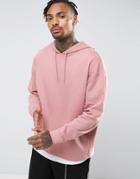 Asos Oversized Hoodie With T-shirt Hem - Pink