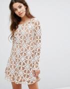 For Love And Lemons Party Dress In Lace - Cream